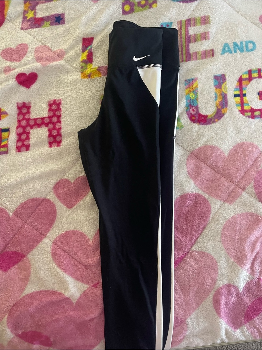Nike Black Leggings with White Side Panels